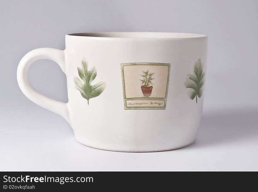 White cup on white background.