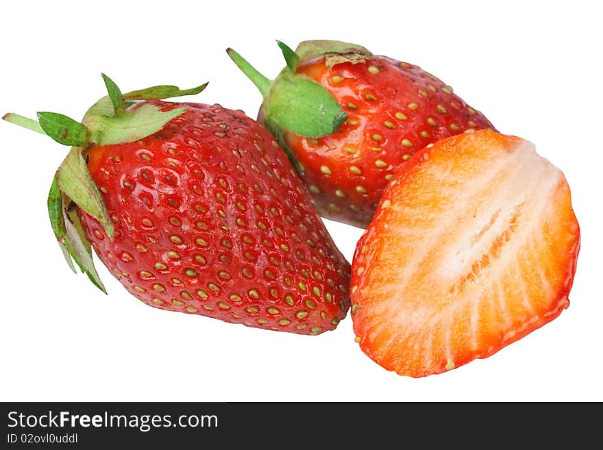 Strawberry isolated on white background close. Strawberry isolated on white background close