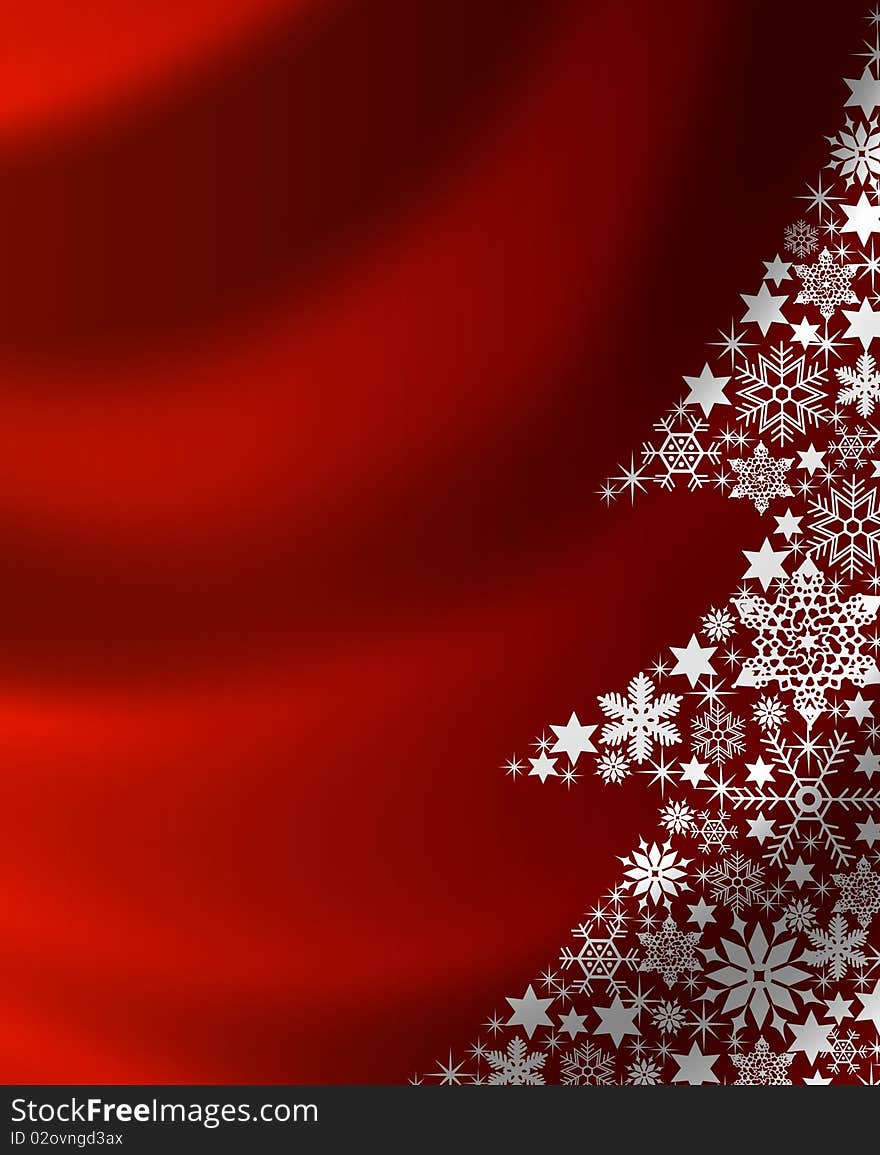 Illustration of a red Christmas Tree Background