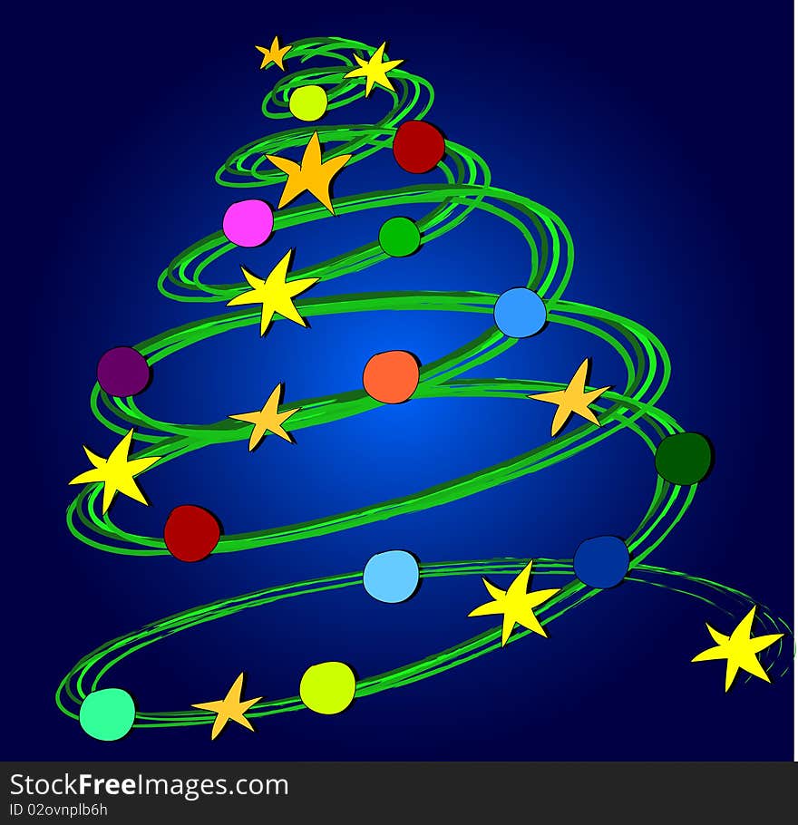 Illustration of a abstract christmas tree