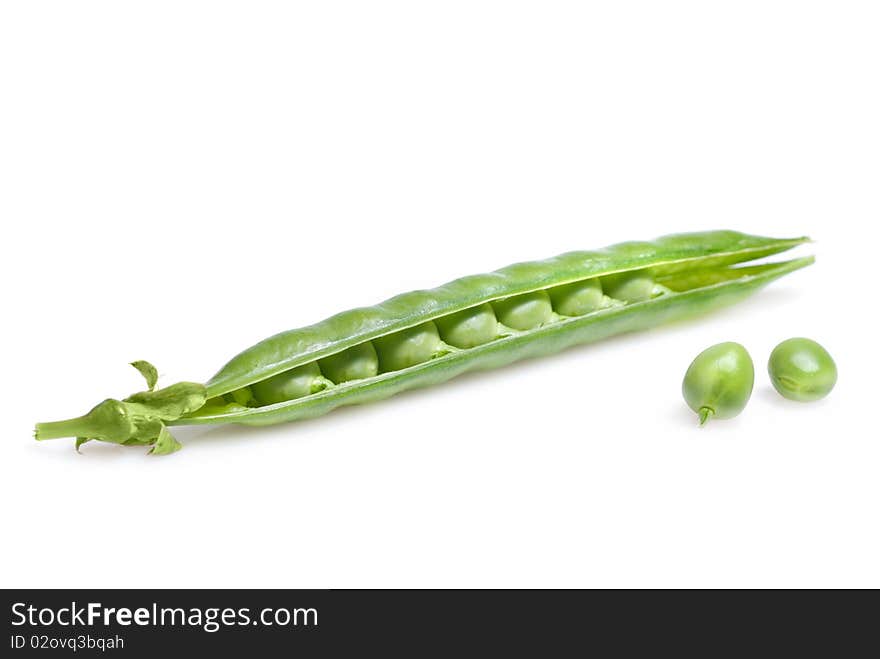 Fresh peas isolated on white background