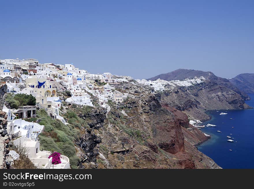 Santorini view with white houses and the sea. Santorini view with white houses and the sea