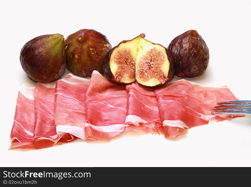 Fresh fig with ham