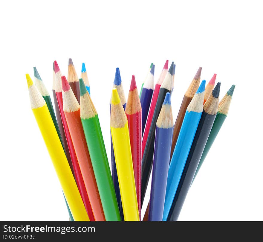 Color pencils isolated on a white background