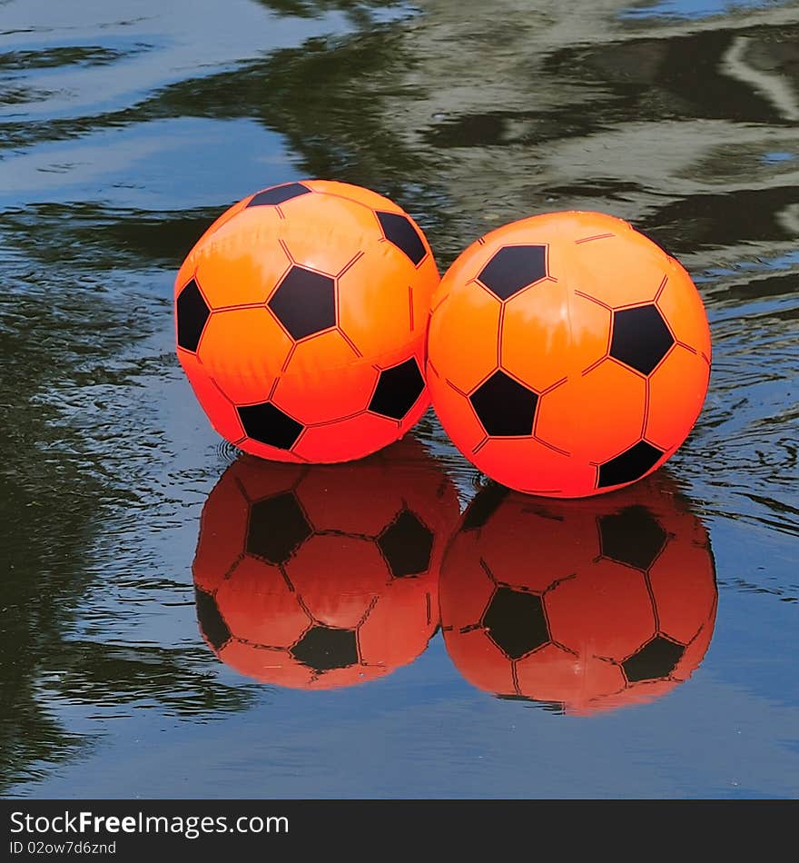 Orange inflatable ball