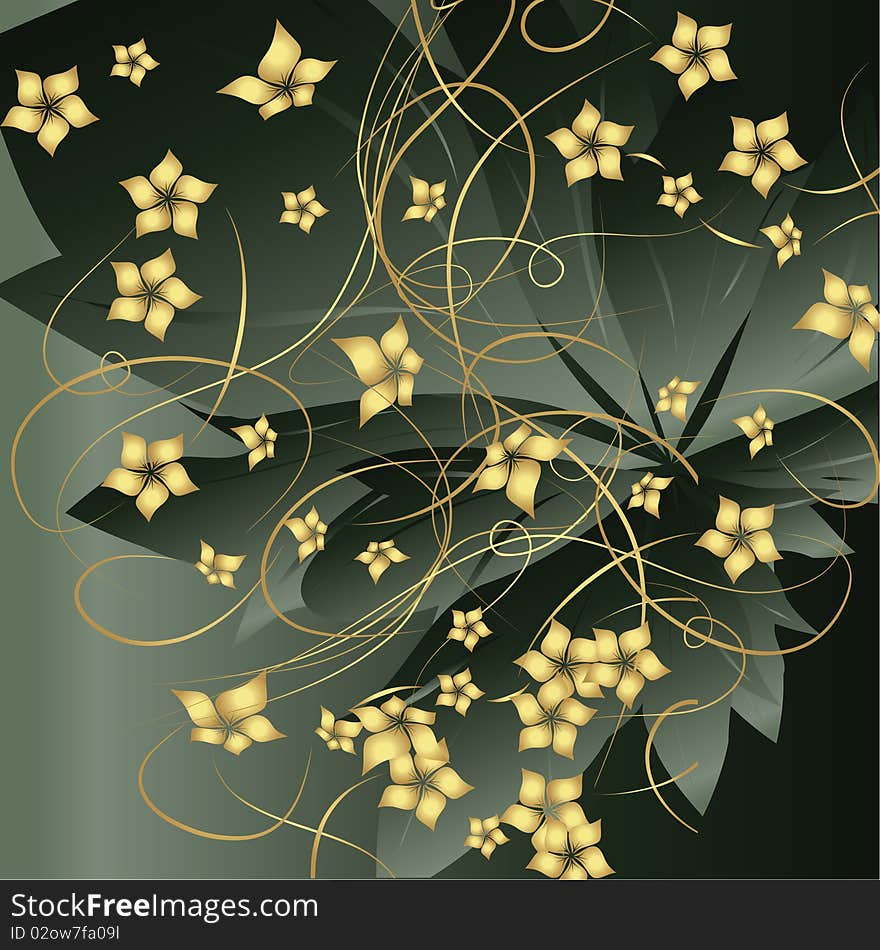 Floral abstract background in dark blue. vector