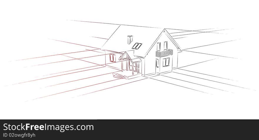 Sketch of a house on a white background.