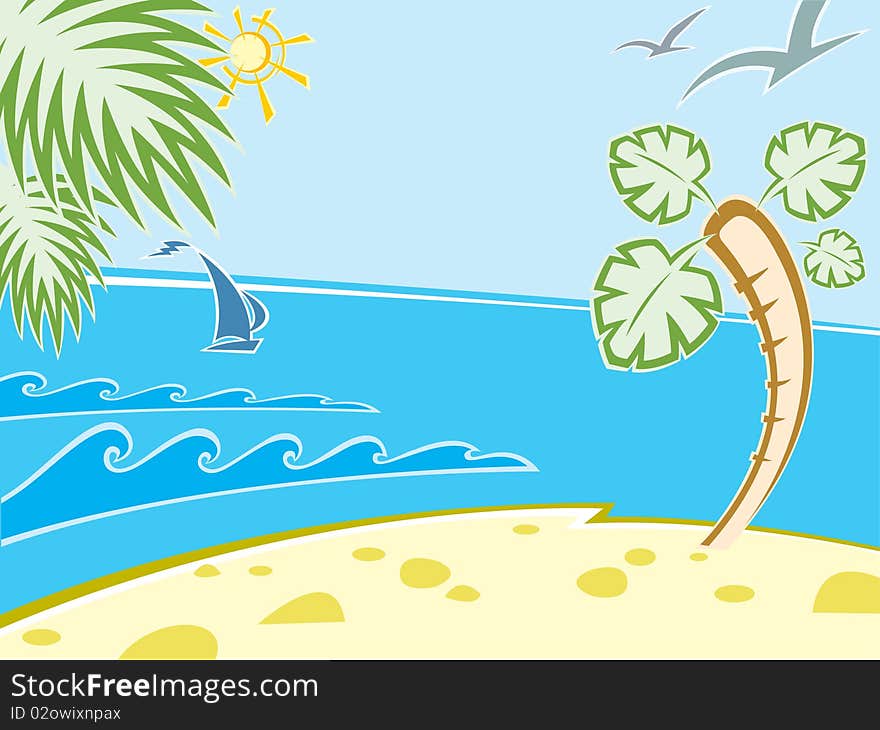 Palm trees on a warm tropic beach. Palm trees on a warm tropic beach