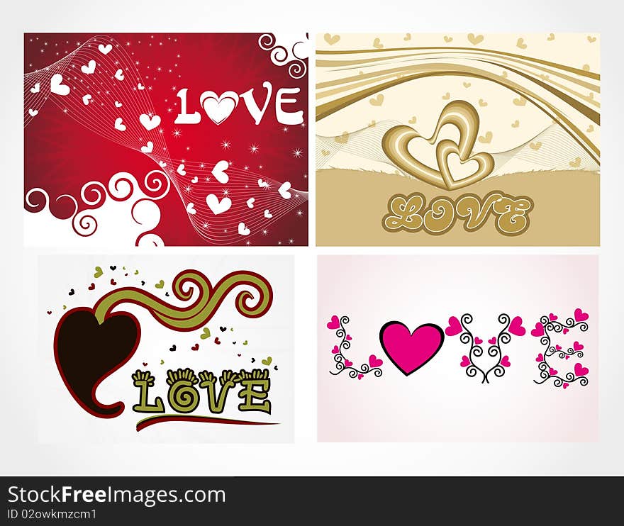 Various colorful heart background set for your des