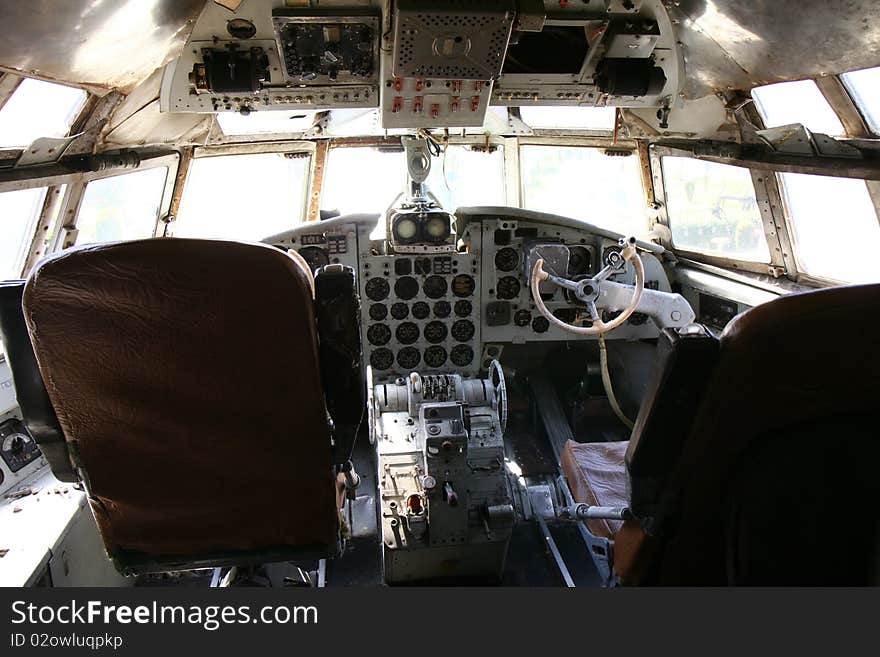 Cockpit of an old unused airplane. Cockpit of an old unused airplane