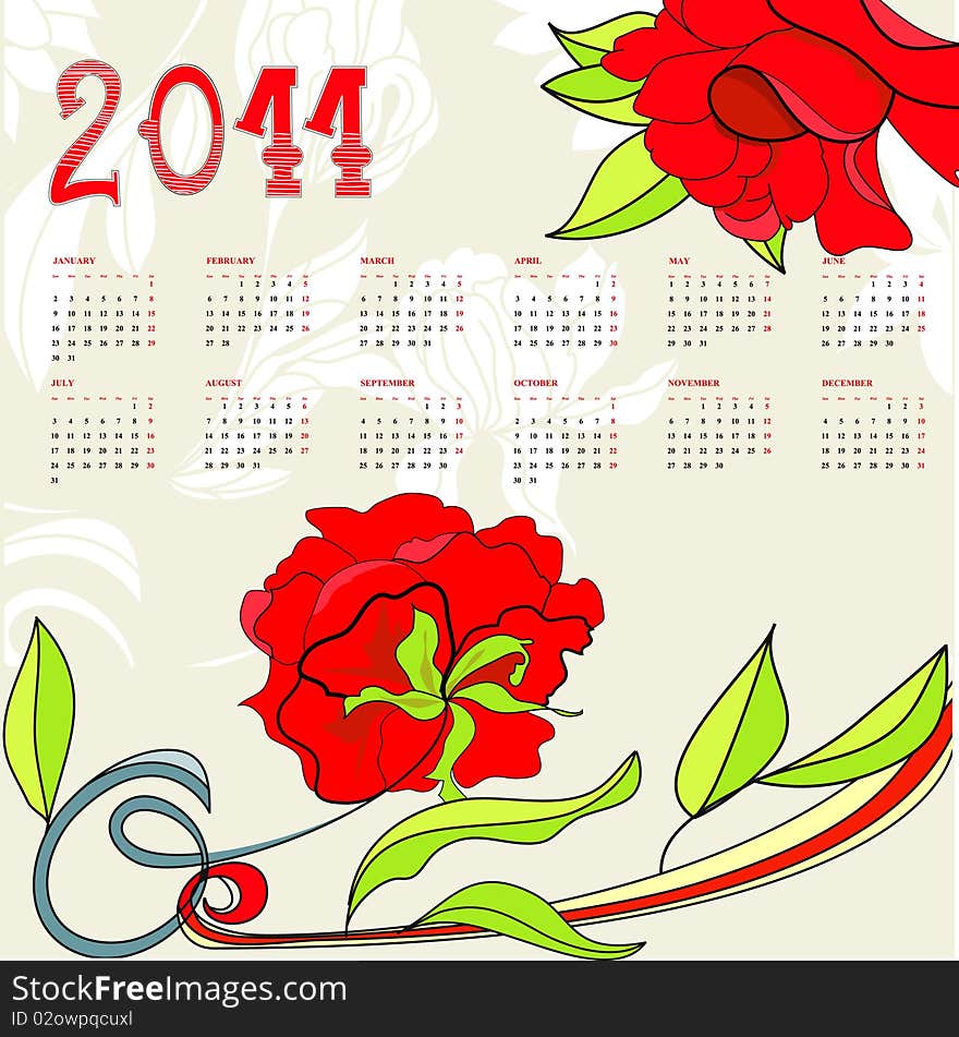 Calendar for 2011. Universal template for greeting card, web page, background