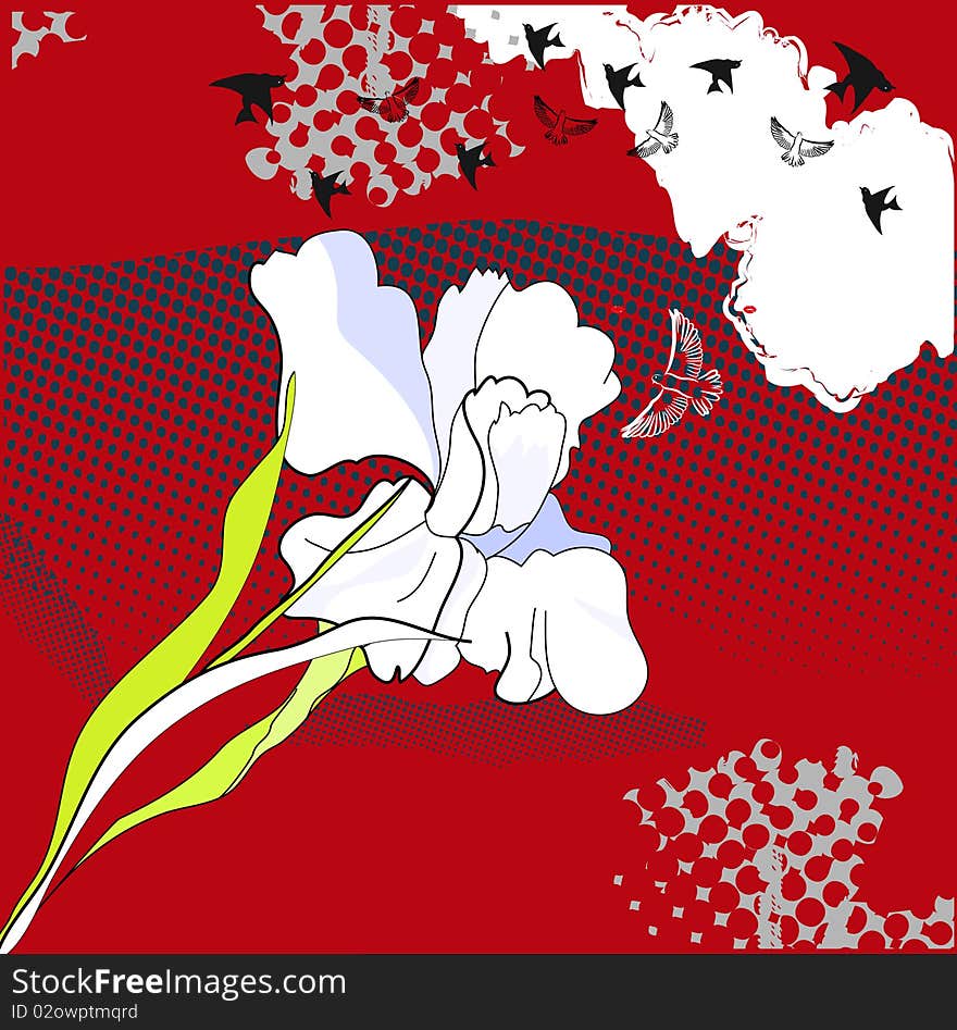 Grunge background with flowers. Universal template for greeting card, web page, background