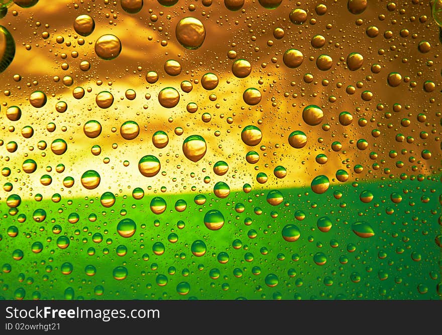 Water drops (orange and green)