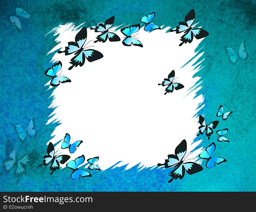 Abstract background with many butterflies