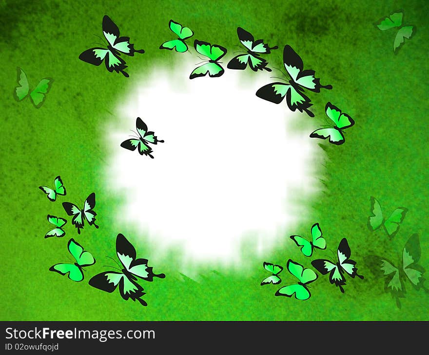 Abstract background with many butterflies