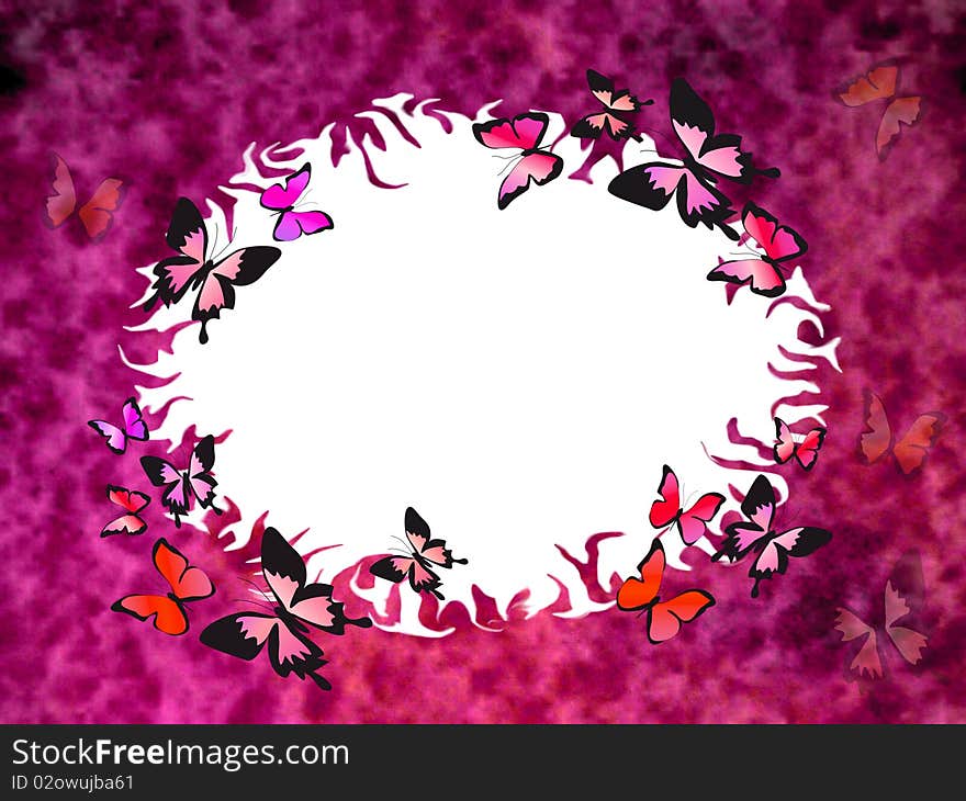 Abstract background with many butterflies