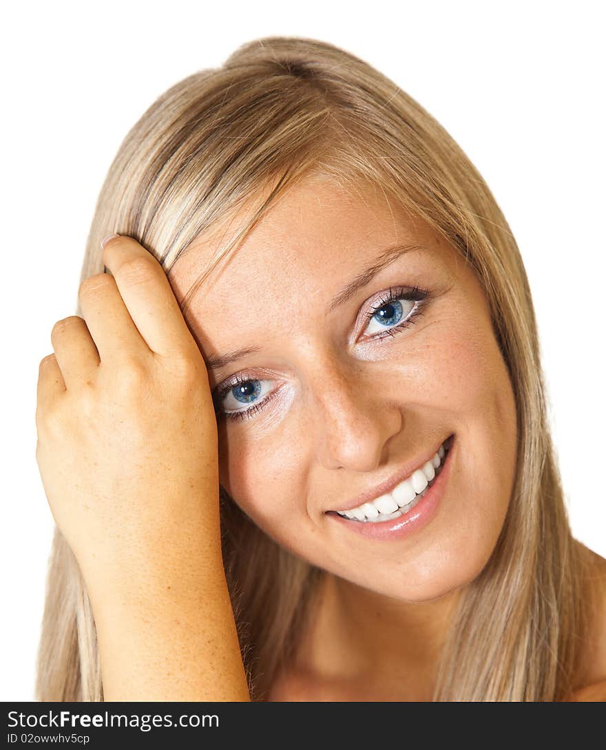 Blond tan woman portrait