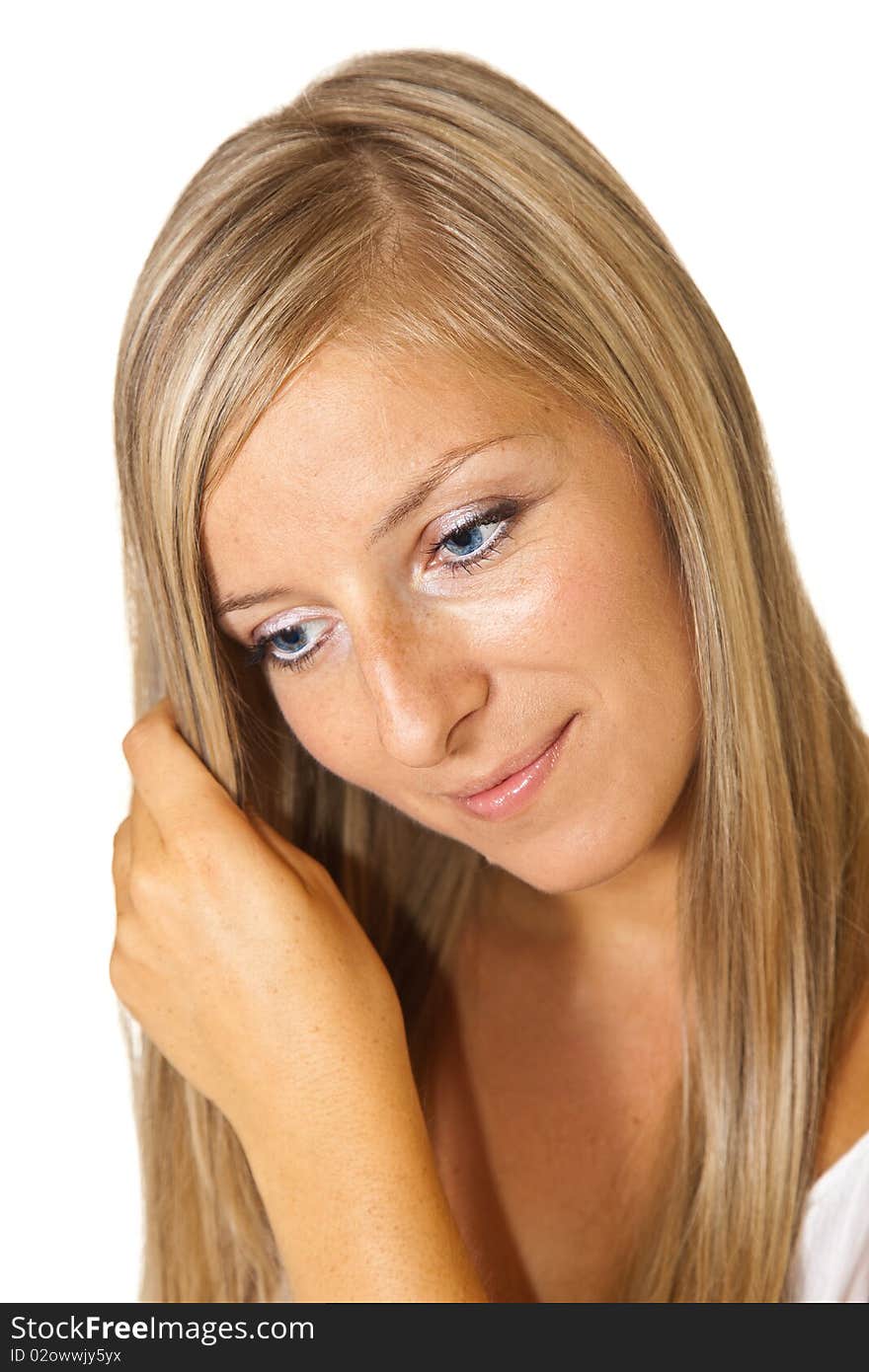 Blond tan woman portrait