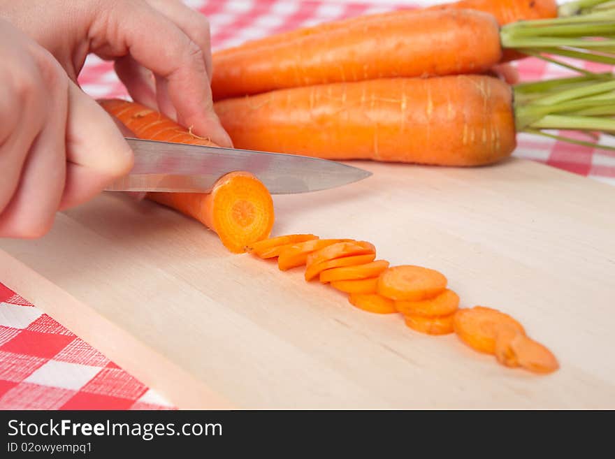 Carrots on Wooden Board