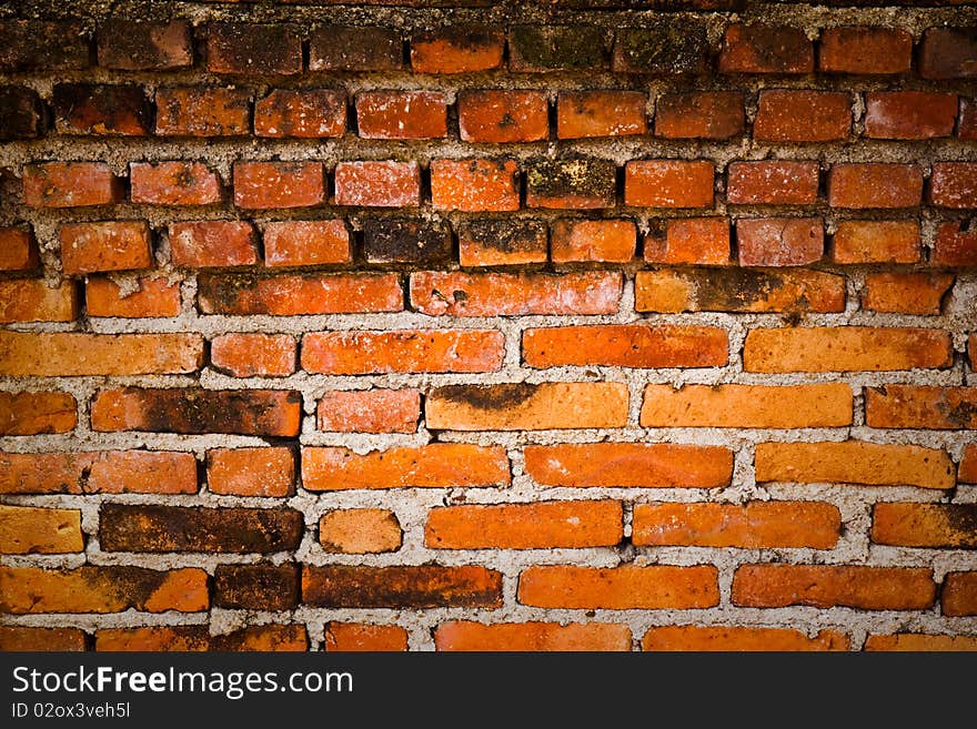 Old brick wall texture in Thailand