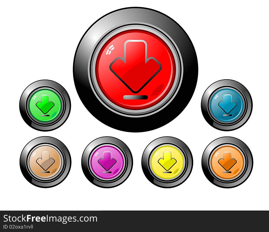 Download buttons isolated over white. Download buttons isolated over white