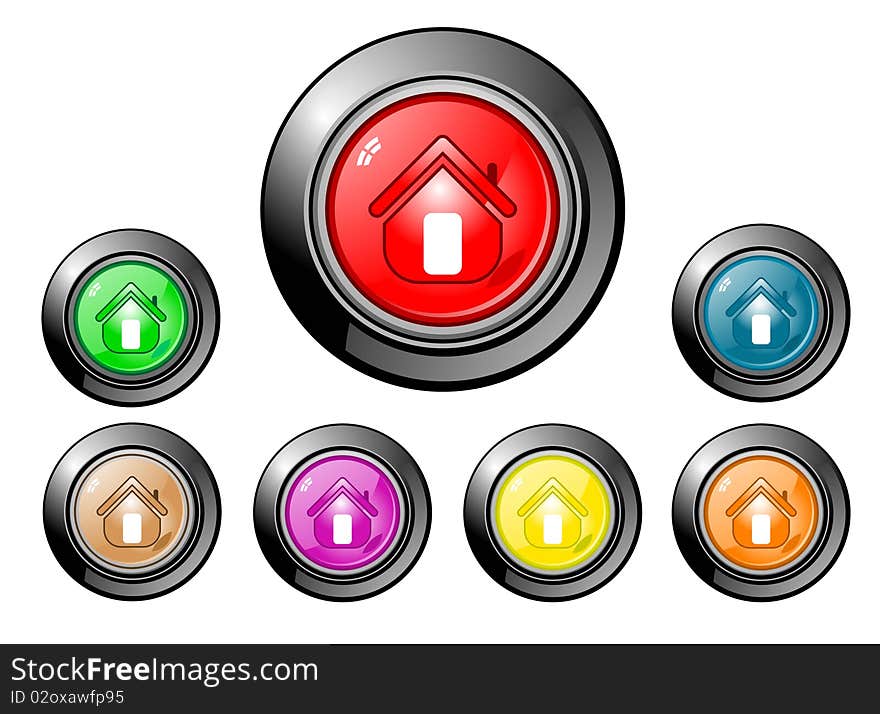 Home buttons isolated over white. Home buttons isolated over white