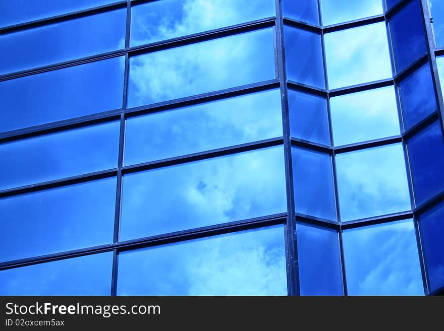 The Blue Glass Wall Of Building