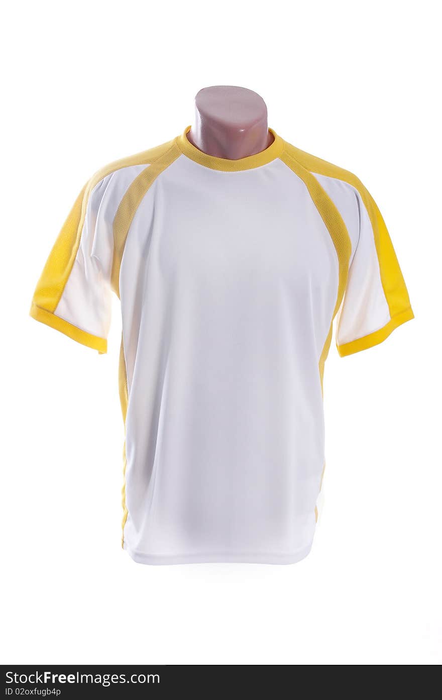 White t-shirt with yellow insets