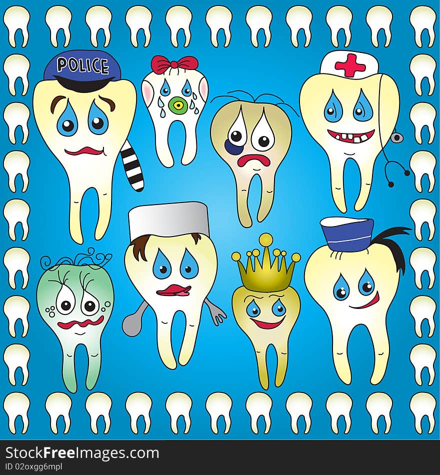 Colorful illustration of dental characters. s. Colorful illustration of dental characters. s.