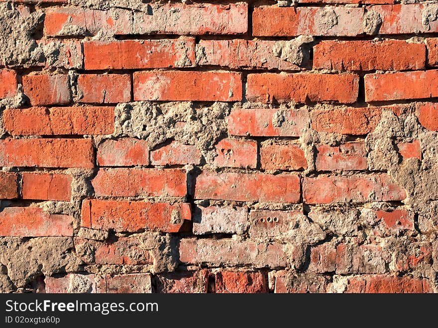 Aging, brickwork, close-up.