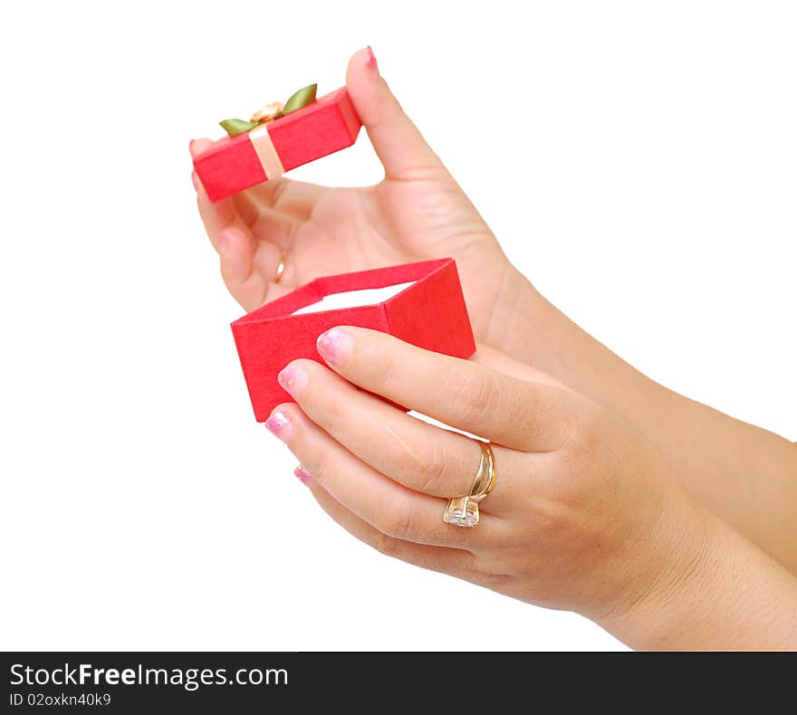 Holding gift box in special holiday. Holding gift box in special holiday