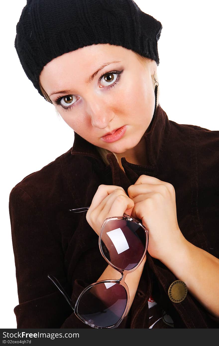 Sweet girl with glasses in their hands