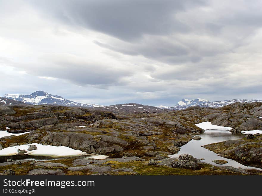 Beautiful mountain landscape with the cloudy sky