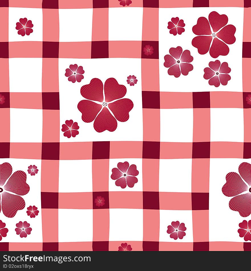 Red-white Floral Seamless Pattern