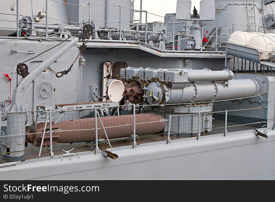 Torpedo tubes on the modern battleship. Torpedo tubes on the modern battleship