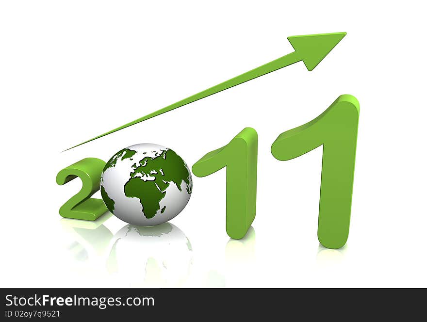 Growth of year 2011 with 3D globe