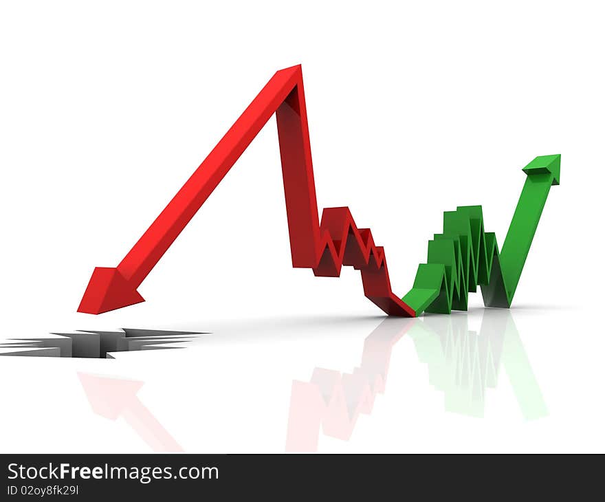 3d graph showing rise in profits or earnings / illustration