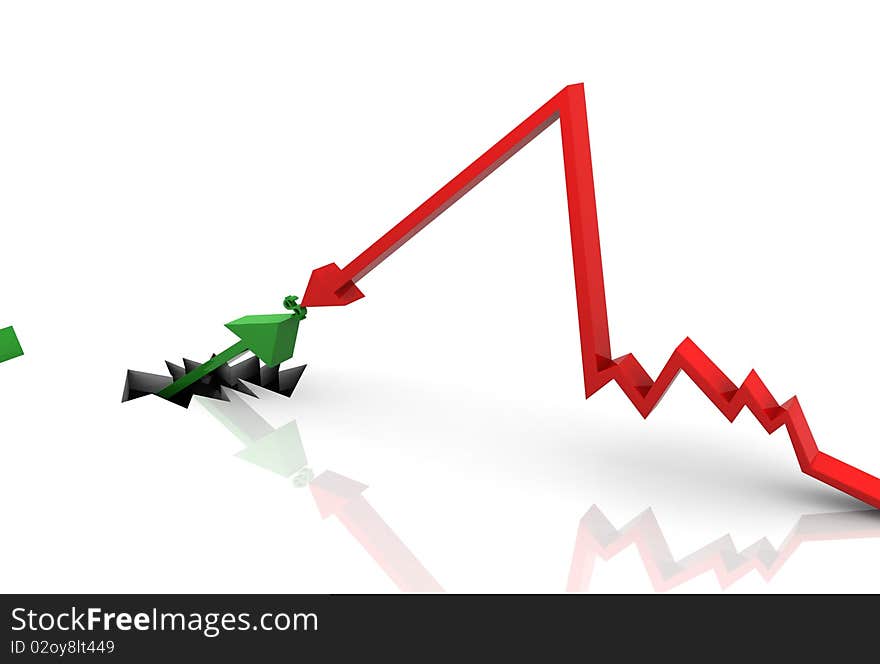 3d graph showing rise in profits or earnings / illustration