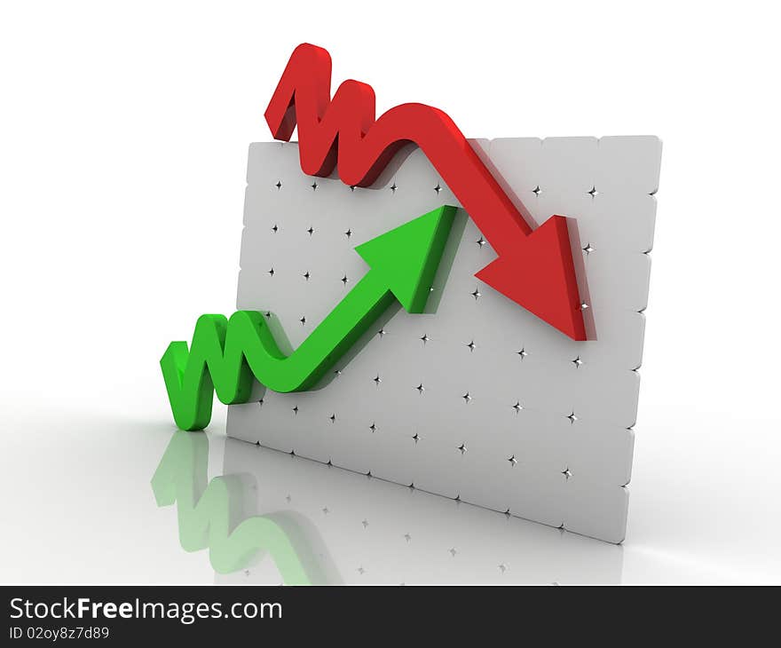 3d graph showing rise in profits or earnings