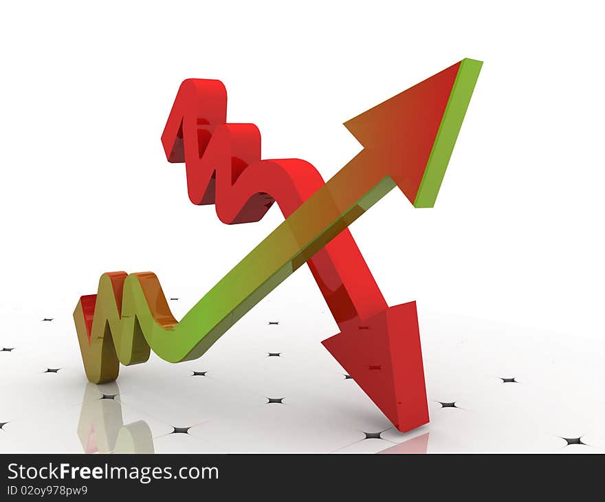 3d graph showing rise in profits or earnings / illustration