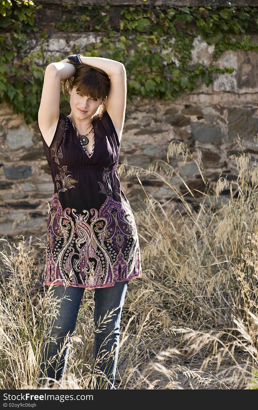 Beautiful woman outside in the sunshine