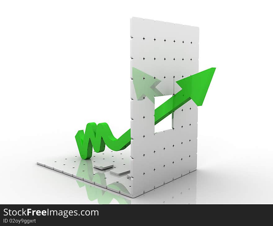 3d graph showing rise in profits or earnings