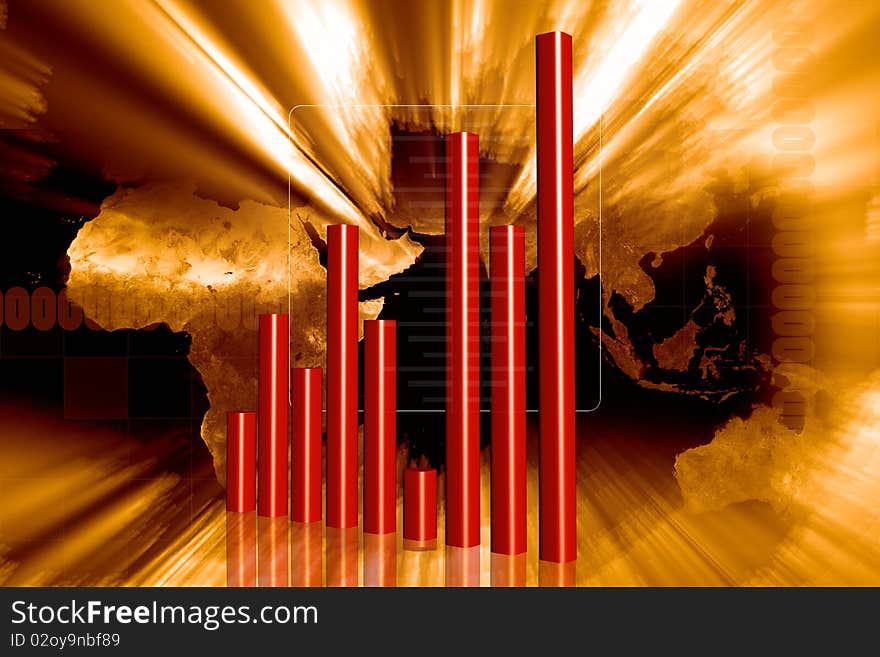 Digital illustration of Business Graph in 3d on digital background