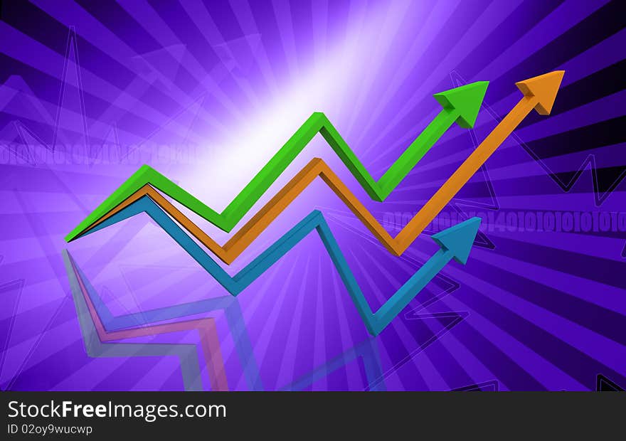 Digital illustration of business graph in abstract background. Digital illustration of business graph in abstract background