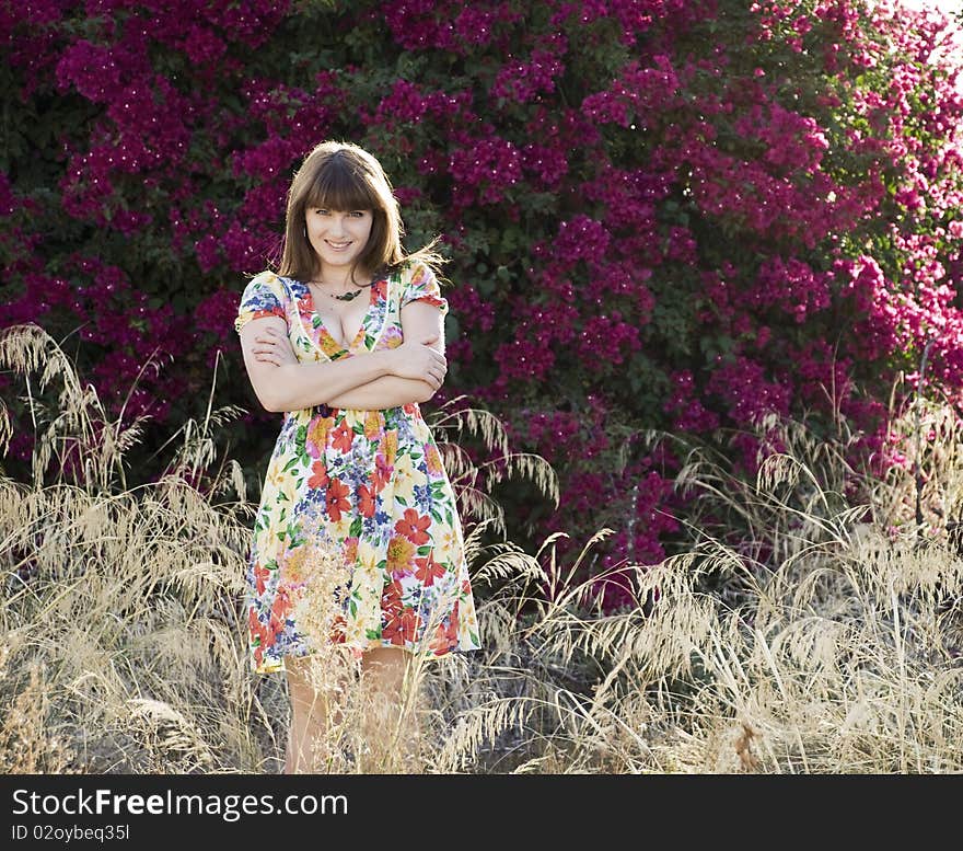 Beautiful woman outside in the sunshine