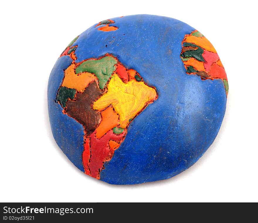 Handmade model of Earth with South America and part of Africa. Handmade model of Earth with South America and part of Africa