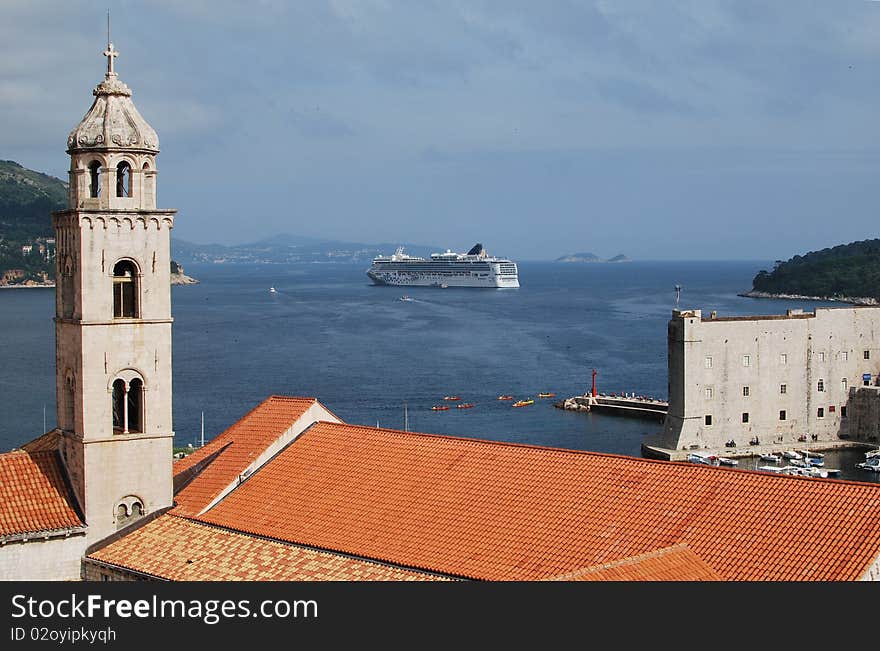 The ship in the cruise Dubrovnik. The ship in the cruise Dubrovnik