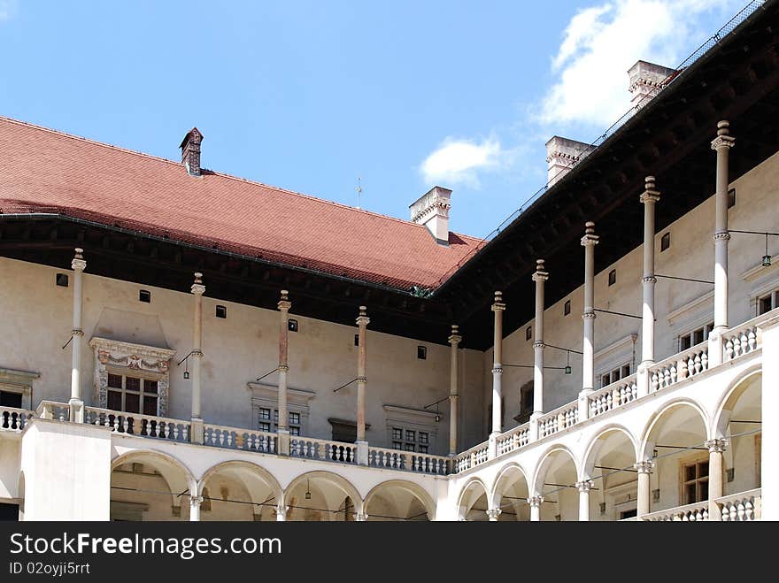 Renaissance arcades. Wawel Royal Castle in Cracow