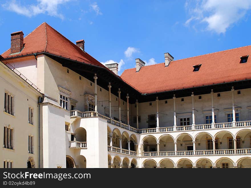 Renaissance arcades. Wawel Royal Castle in Cracow