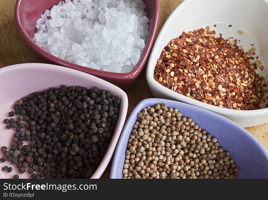 Spices in bowls